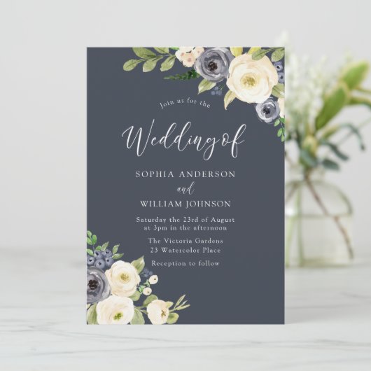 Mooi wit en zeemeerbloemen Alle zeesoenen bruiloft Kaart (Staand voorkant)