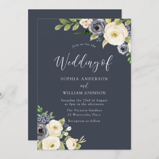 Mooi wit en zeemeerbloemen Alle zeesoenen bruiloft Kaart (Voorkant / Achterkant)