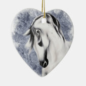 Mooi wit/grijs paard kerst keramisch ornament (Rechts)