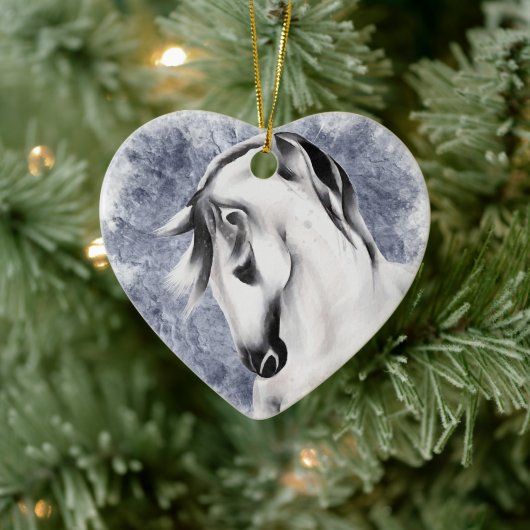 Mooi wit/grijs paard kerst keramisch ornament (Boom)