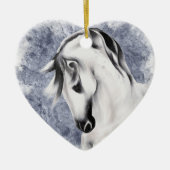 Mooi wit/grijs paard kerst keramisch ornament (Voorkant)