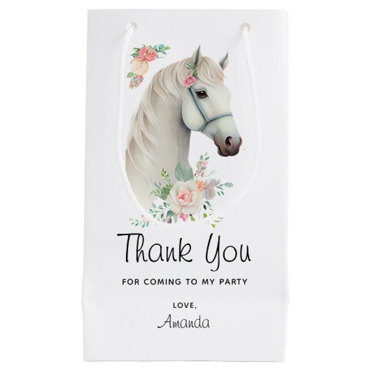 Mooi wit paard boho bloemen dank u klein cadeauzakje (Voorkant)