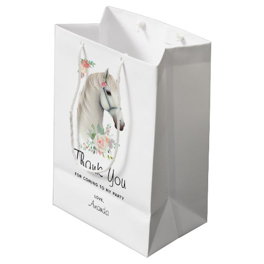 Mooi wit paard boho bloemen dank u medium cadeauzakje (Achterkant Gekanteld)