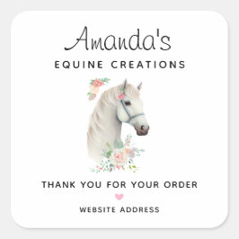 Mooi wit paard Boho bloemenbedrijf Vierkante Sticker