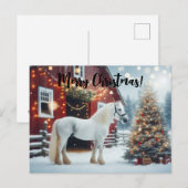 Mooi wit paard en rode schuur briefkaart (Voorkant / Achterkant)