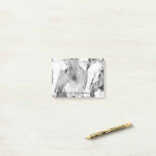 Mooi wit paard gepersonaliseerd post-it® notes (Op bureau)