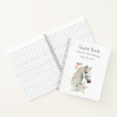 Mooi wit paard hoofd boho bloemen gastenboek notitieboek (Binnen)