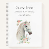 Mooi wit paard hoofd boho bloemen gastenboek notitieboek (Voorkant)