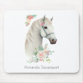 Mooi wit paard hoofd boho bloemen muismat (Voorkant)