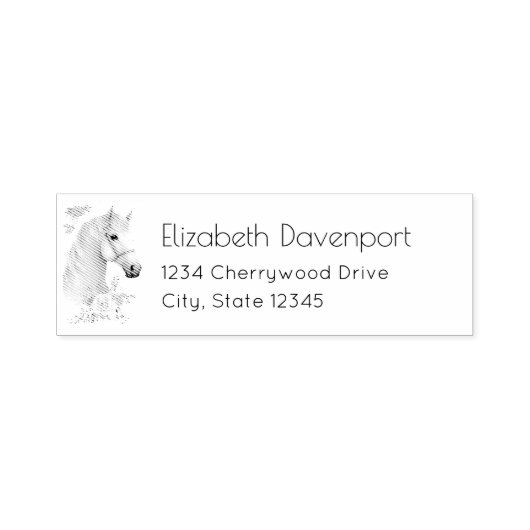 Mooi wit paard hoofd boho bloemen  zelfinktende stempel (Design)