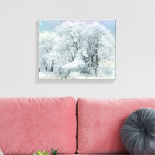 Mooi wit paard in sneeuw canvas afdruk (Insitu (Woonkamer))