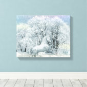 Mooi wit paard in sneeuw canvas afdruk (Insitu (Houten vloer))