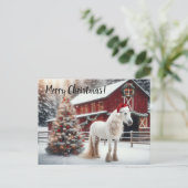 Mooi wit paard met een kerstman briefkaart (Staand voorkant)