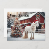 Mooi wit paard met een kerstman briefkaart (Voorkant / Achterkant)