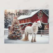 Mooi wit paard met een kerstman briefkaart (Voorkant)