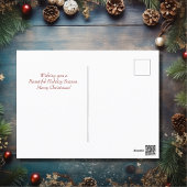 Mooi wit paard met rode bloemen kerst feestdagenkaart