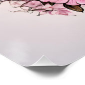 Mooi wit paard met roze bloemen perfect poster (Hoek)