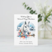 Mooi wit paard op Boerderij Feestdagenkaart (Staand voorkant)