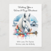 Mooi wit paard op Boerderij Feestdagenkaart (Voorkant)