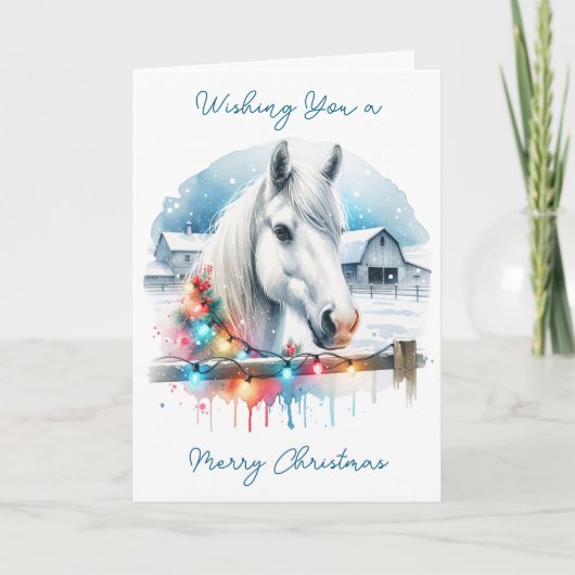 Mooi wit paard op Boerderij Kaart (Voorkant)
