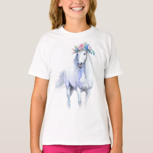 Mooi wit paard T-shirt voor meisjes