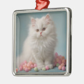 Mooi wit pluizig kat Ornament (Links)