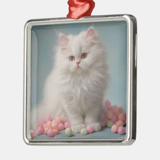 Mooi wit pluizig kat Ornament (Links)