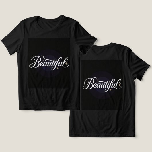 Mooi wit script gouden sterren zwart T-shirt (Ontwerp Voorkant & Achterkant)