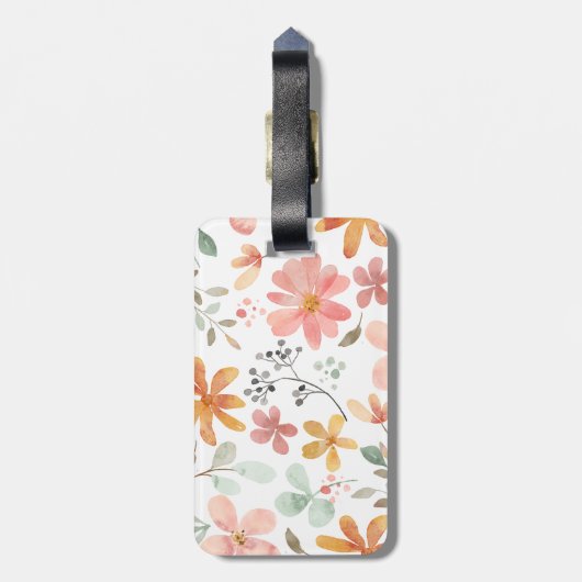 Mooi wit Sinaasappel roze bloesem bloemenpatroon Bagagelabel (Achterkant verticaal)