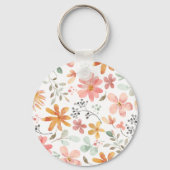 Mooi wit Sinaasappel roze bloesem bloemenpatroon Sleutelhanger (Achterkant)