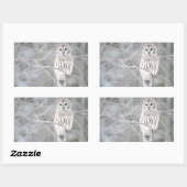 Mooi wit sneeuw uil ontwerp rechthoekige sticker (Vel)