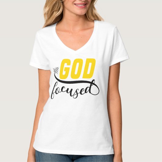 Mooi wit-t-shirt "God Focused! T-shirt (Voorkant)