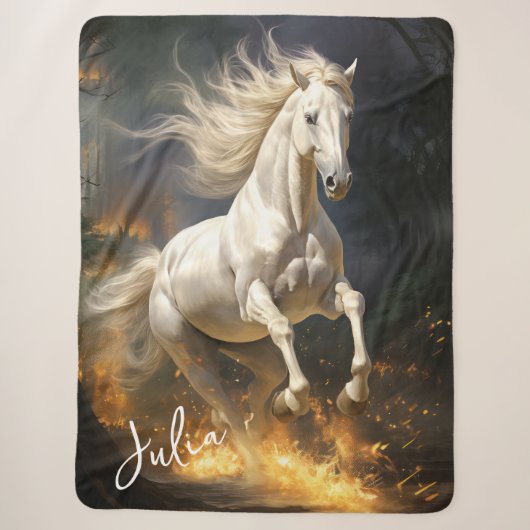 Mooi wit volbloed paard sherpa deken (Voorkant)