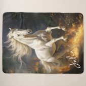 Mooi wit volbloed paard sherpa deken (Voorkant (horizontaal))