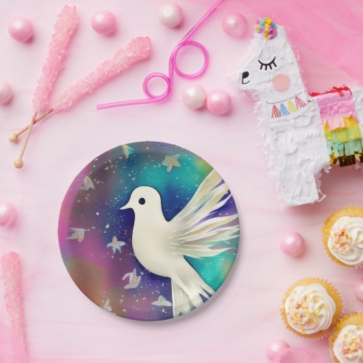 Mooi wit Waterverf duif papier Bord (Feest)