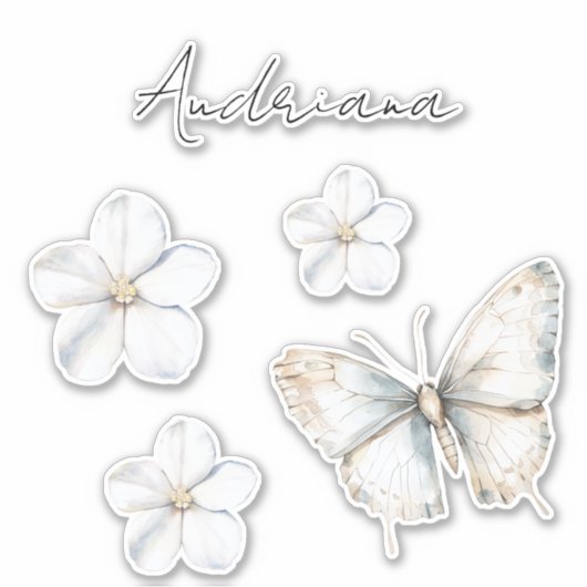 Mooi witte blauwe vlinder bruiloft sticker (Voorkant)