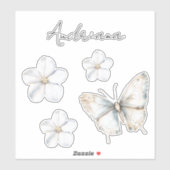 Mooi witte blauwe vlinder bruiloft sticker (Vel)