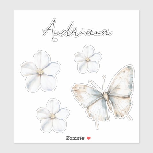 Mooi witte blauwe vlinder bruiloft sticker (Vel)