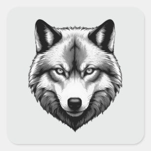 Mooi wolvengezicht vierkante sticker