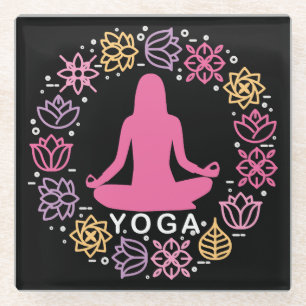 Mooi Yoga Pose Floral Design Glazen Onderzetter