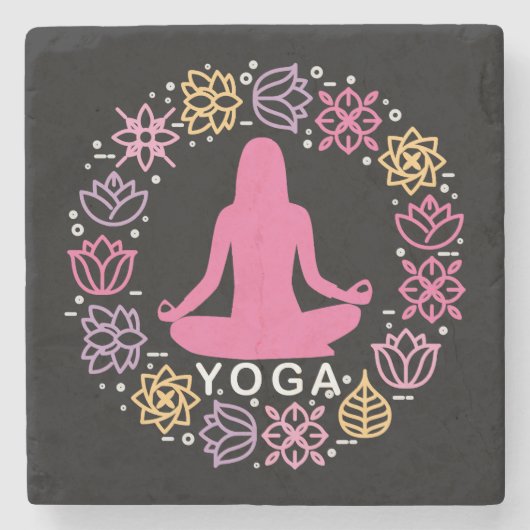 Mooi Yoga Pose Floral Design Stenen Onderzetter (Voorkant)