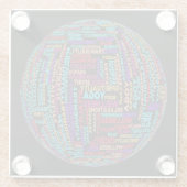 Mooi Yoga Wellness & Harmony Wereldbol Glazen Onderzetter (Achterkant)