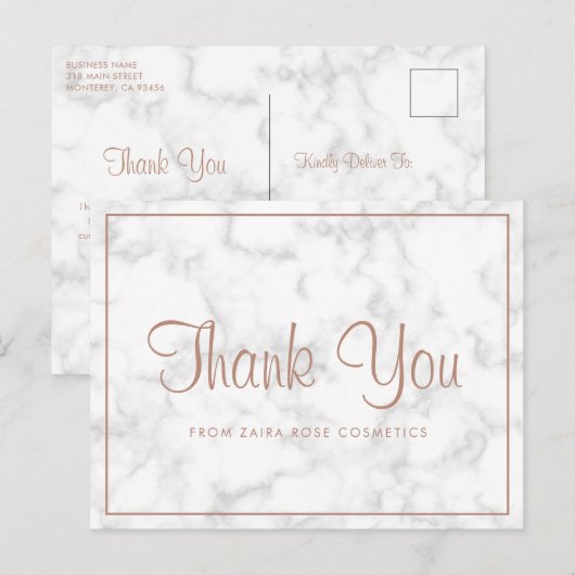 Mooi zakelijk modern marmer Roos Gold Hartelijk da Briefkaart (Voorkant / Achterkant)