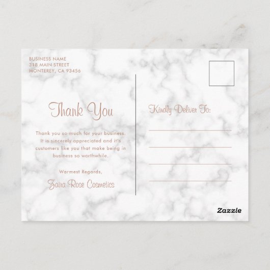 Mooi zakelijk modern marmer Roos Gold Hartelijk da Briefkaart (Achterkant)