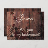 Mooi Zal je mijn bruidsmeisje rode faux kant zijn Uitnodiging Briefkaart (Voorkant / Achterkant)