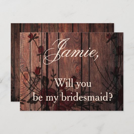 Mooi Zal je mijn bruidsmeisje rode faux kant zijn Uitnodiging Briefkaart (Voorkant / Achterkant)