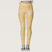 Mooi Zand Geel en Goud Curves Patroon Leggings (Voorkant)