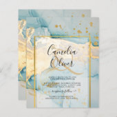 Mooi Zee Glass Gold Wedding Invite Turquoise (Voorkant / Achterkant)