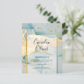 Mooi Zee Glass Gold Wedding Invite Turquoise (Staand voorkant)