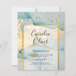 Mooi Zee Glass Gold Wedding Invite Turquoise